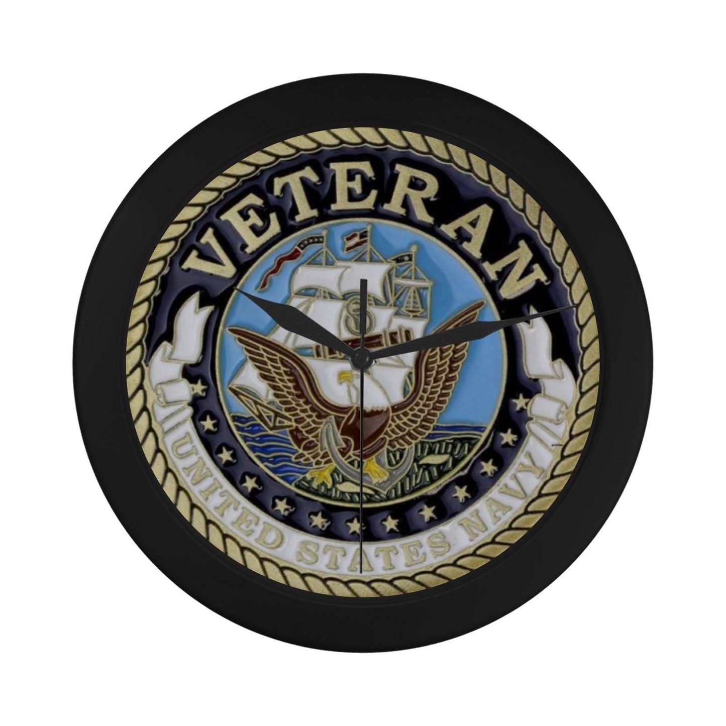 US Navy Veteran Gold White Black Outer Wall Clock Circular Plastic Wall clock
