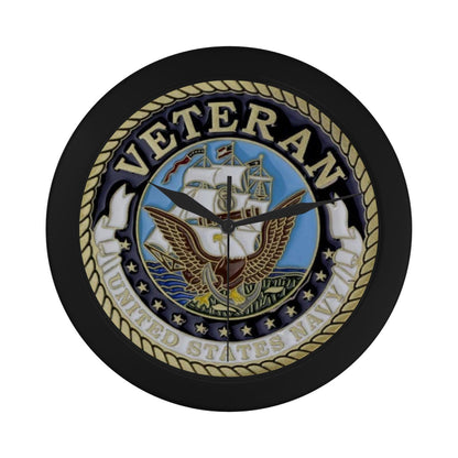US Navy Veteran Gold White Black Outer Wall Clock Circular Plastic Wall clock