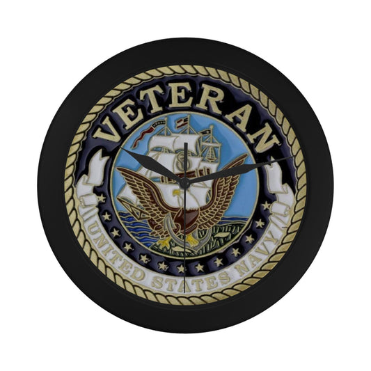 US Navy Veteran Gold White Black Outer Wall Clock Circular Plastic Wall clock
