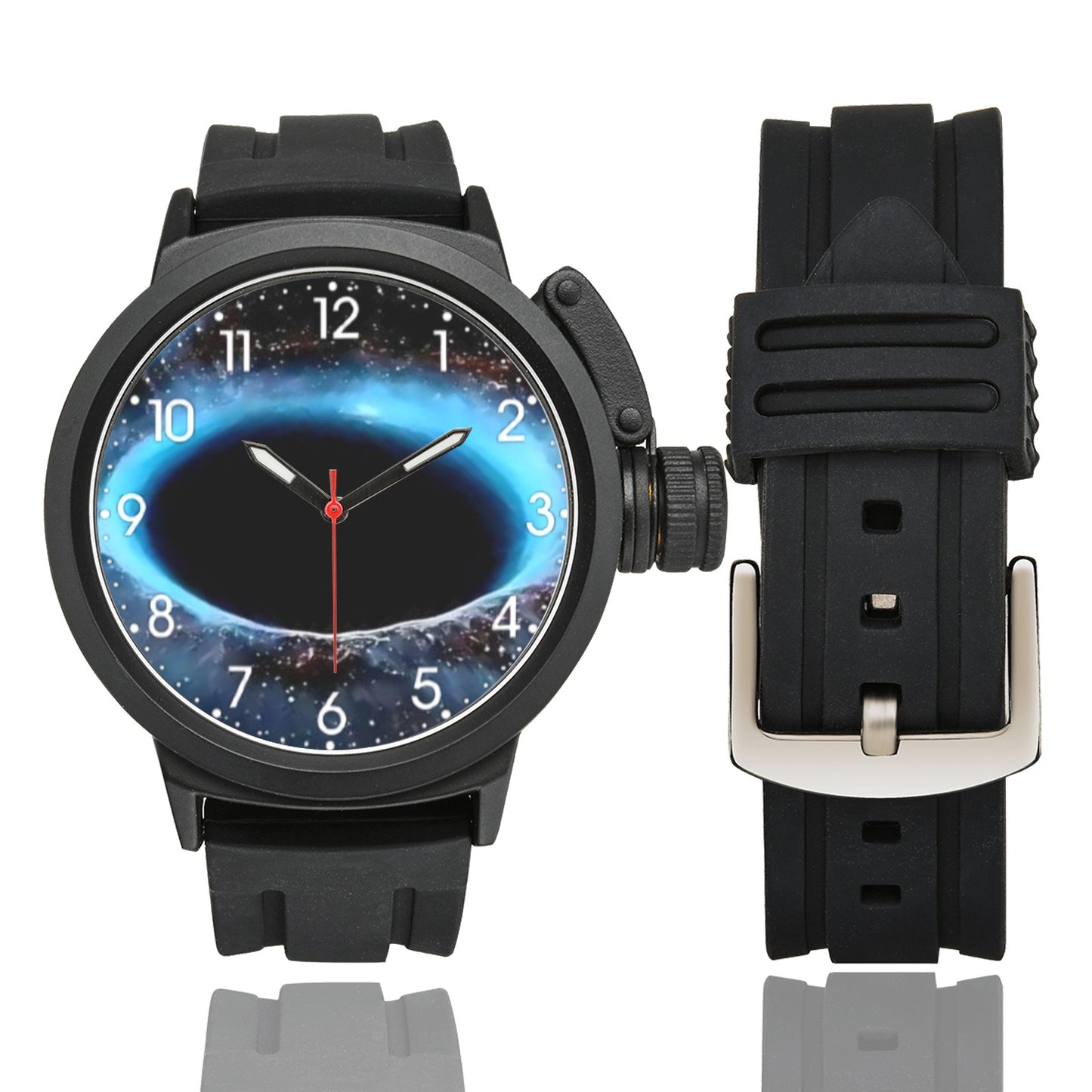 Men's Large Karma Line View Of Black hole From the Space Dial Miyota Quartz Movement Waterproof Monogram Sports Watch Name Comes On Dial Your Name Comes On Dial