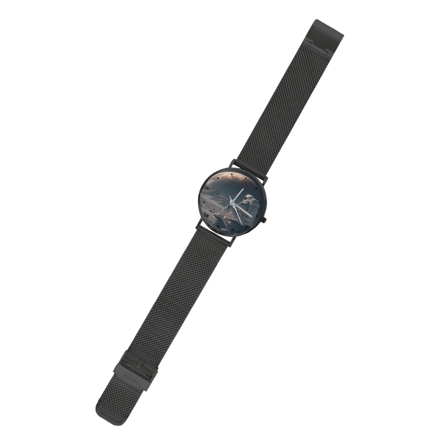 Men's Women's Karman Astronaut On The Moon Dial Waterproof Monogram Black Stainless Steel Dress Watch...