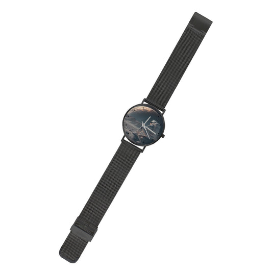 Men's Women's Karman Astronaut On The Moon Dial Waterproof Monogram Black Stainless Steel Dress Watch...