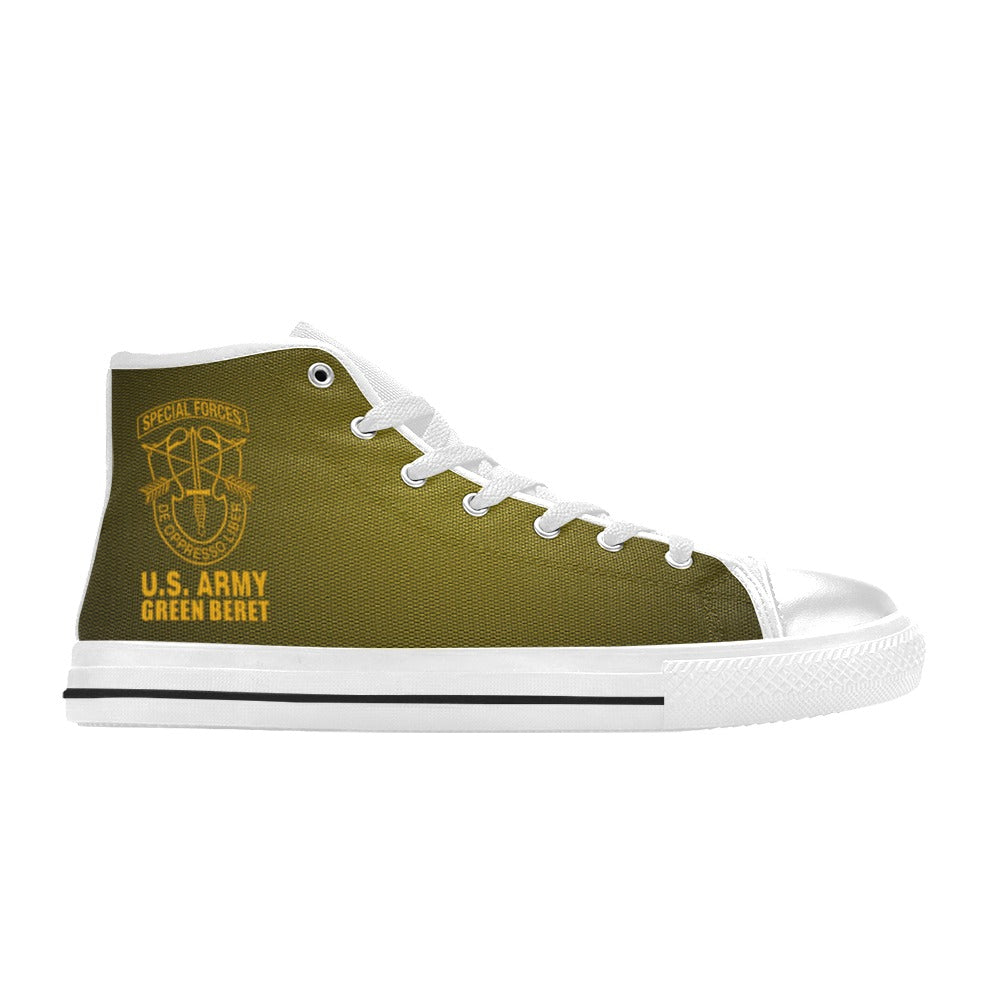 U.S. Army Green Beret Men’s Classic High-Top Canvas Shoes  Lace-Up Round Toe Metal Eyelets Comes With Name And Rank Name On The Outer Quarter...