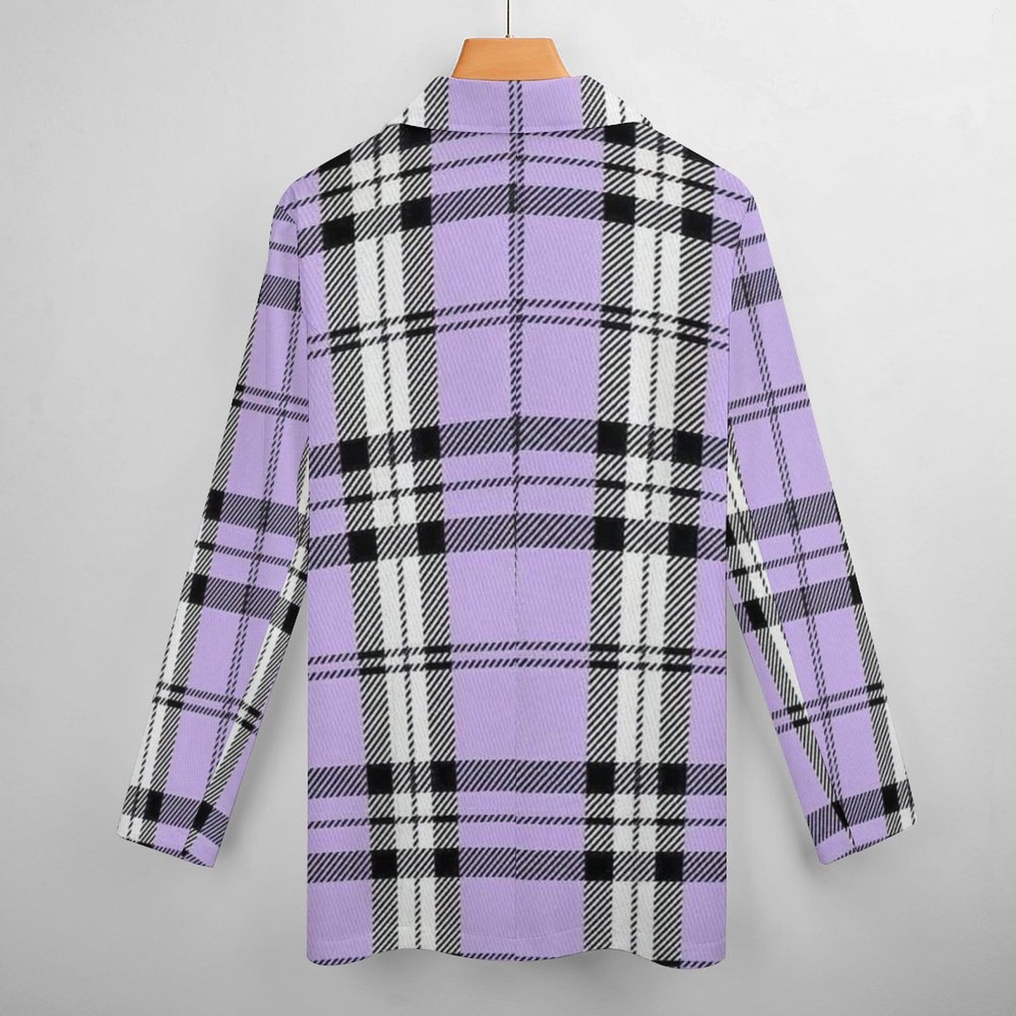 Women's Madison Ave Purple White & Black Plaid Fall Pattern Design Monogram Formal Casual Blazer Initials Can Be Put On Lapel For Free.......
