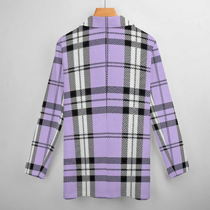 Women's Madison Ave Purple White & Black Plaid Fall Pattern Design Monogram Formal Casual Blazer Initials Can Be Put On Lapel For Free.......