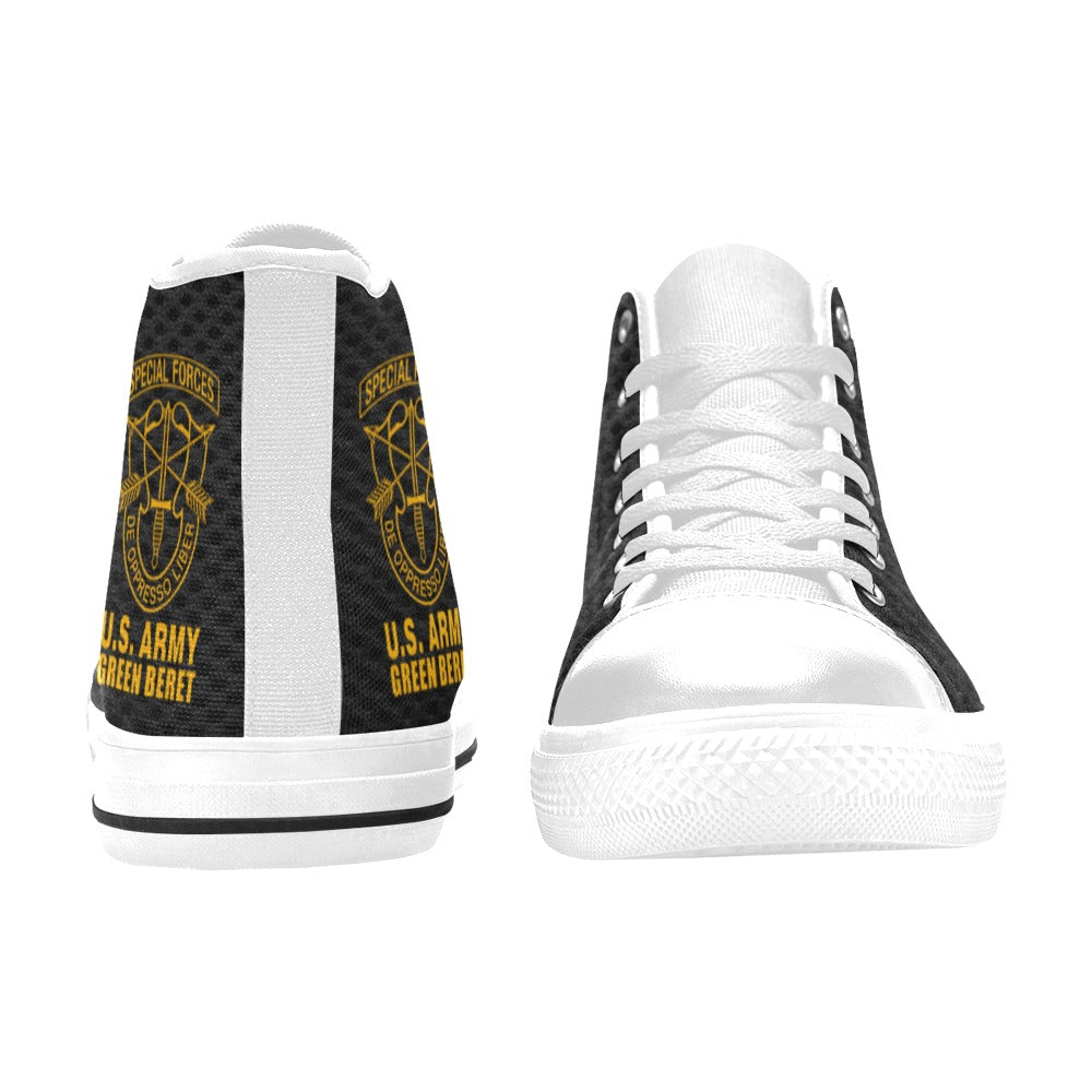 U.S. Army Green Beret Black Men’s Classic High-Top Canvas Shoes  Lace-Up Round Toe Metal Eyelets Comes With Name And Rank Name On The Outer Quarter...