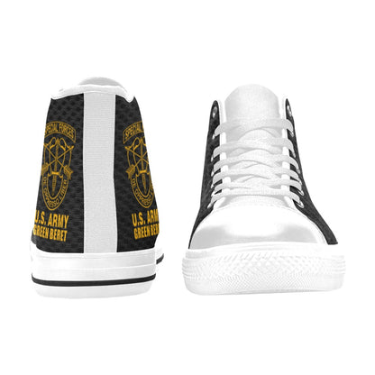 U.S. Army Green Beret Black Men’s Classic High-Top Canvas Shoes  Lace-Up Round Toe Metal Eyelets Comes With Name And Rank Name On The Outer Quarter...