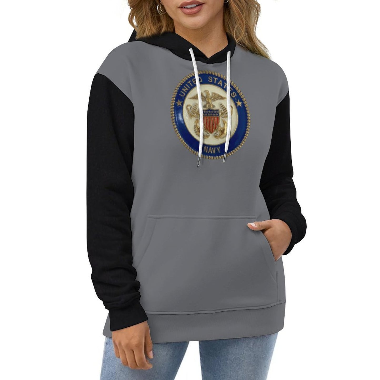 Men's Women's Madison Ave U.S. Navy Emblem Soft Double Layer Loose Fitting Hoodie