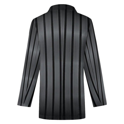 Women's Madison Ave Dark Gray Black Pinstripe Print Summer Dress and Event Blazer Jacket