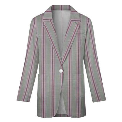 Women's Gray & Pink Pinstripe Summer Formal Fun Event Blazer Jacket...