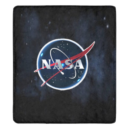 Large Black Microfiber Micro Fleece Flannel 70X80 Inch Soft Warm Monogram U.S. NASA Insignia Black Blanket...