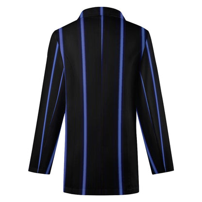 Women's Black & Light Blue Pinstripe Formal Summer Event Blazer Jacket....