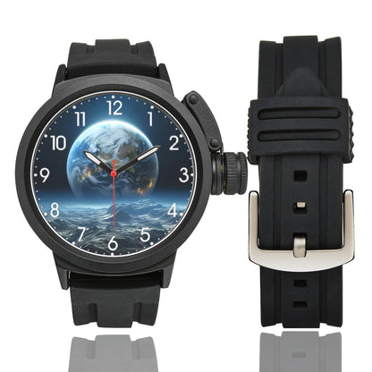 Men's Large Karma Line View To The Earth From the Space Dial Miyota Quartz Movement Waterproof Monogram Sports Watch Name Comes On Dial Your Name Comes On Dial