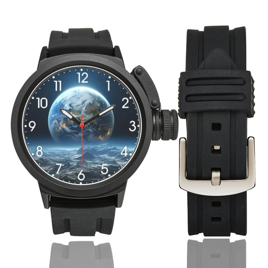 Men's Large Karma Line View To The Earth From the Space Dial Miyota Quartz Movement Waterproof Monogram Sports Watch Name Comes On Dial Your Name Comes On Dial