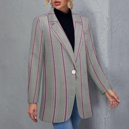 Women's Gray & Pink Pinstripe Summer Formal Fun Event Blazer Jacket...