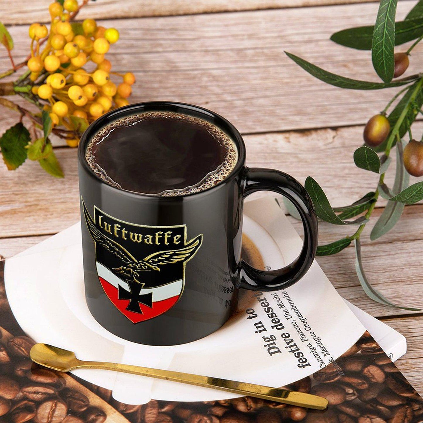 Luftwaffe Black & Red Emblem Ceramic Coffee Mug (Comes With Your Initials or Rank And Name At No Additional Charge!)