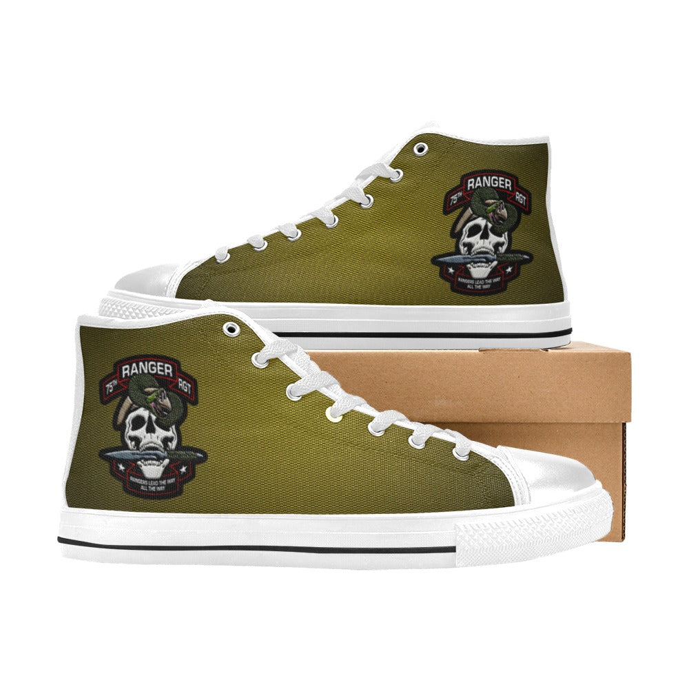 U.S. Army Ranger Green Men’s Classic High-Top Canvas Shoes  Lace-Up Round Toe Metal Eyelets Comes With Name And Rank Name On The Outer Quarter...