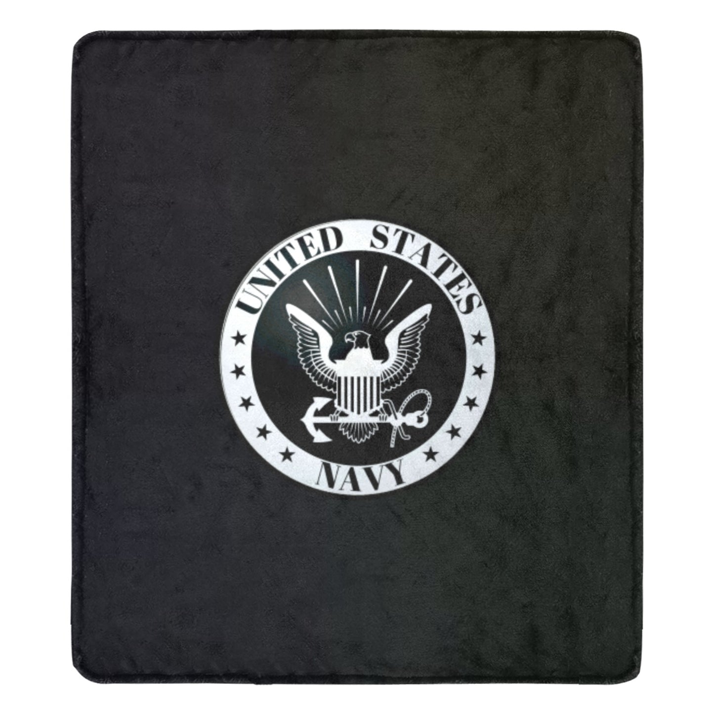 Large Black Microfiber Micro Fleece Flannel 70X80 Inch Soft Warm Monogram U.S. Navy White Insignia Black Blanket...