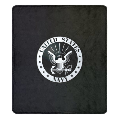 Large Black Microfiber Micro Fleece Flannel 70X80 Inch Soft Warm Monogram U.S. Navy White Insignia Black Blanket...