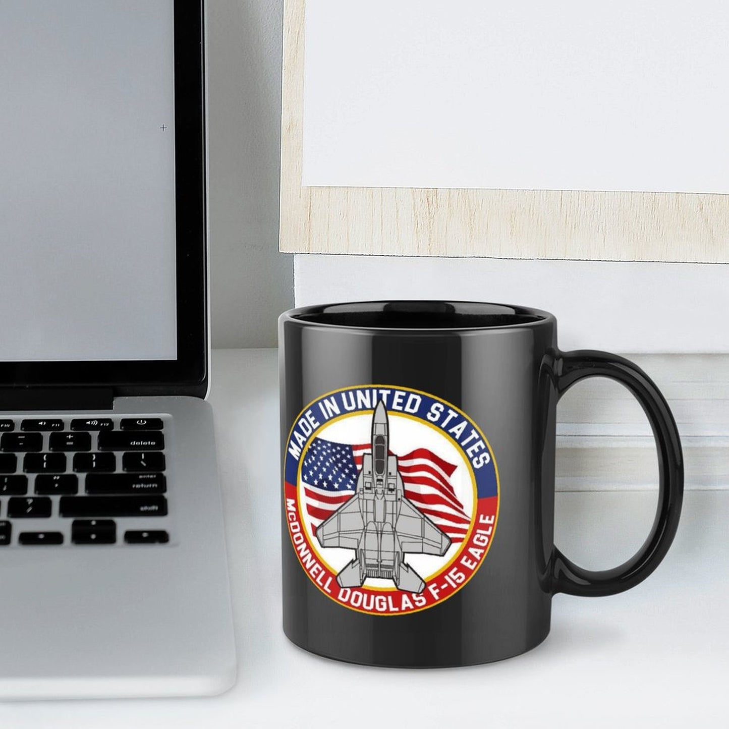 Naval Aviation Born To Fly Emblem On Black Ceramic Coffee Mug (Comes With Your Initials Or Rank And Name Free Of Charge On Mug!)
