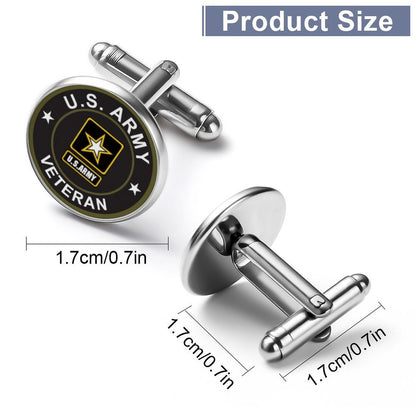 Men's Custom Made Alloy Silver W Black Carbon Fiber Background U.S. Army Veteran Insignia In Black & White Come With Your Initials On Them....