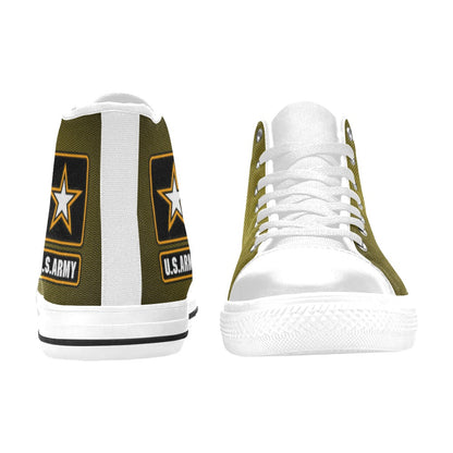 U.S. Army Green Men’s Classic High-Top Canvas Shoes  Lace-Up Round Toe Metal Eyelets Comes With Name And Rank Name On The Outer Quarter...