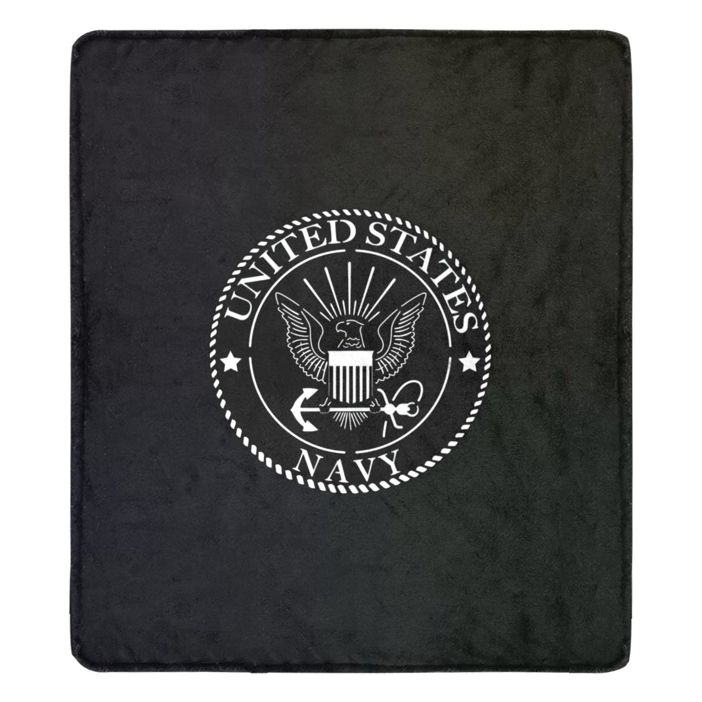 Large Black Microfiber Micro Fleece Flannel 70X80 Inch Soft Warm Monogram U.S. Navy White Insignia Black Blanket...