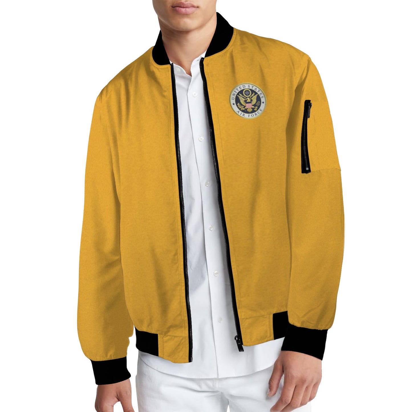 Men's U.S. Air Force Arm Pocket Bomber Jacket By Madison Ave (Model H65)