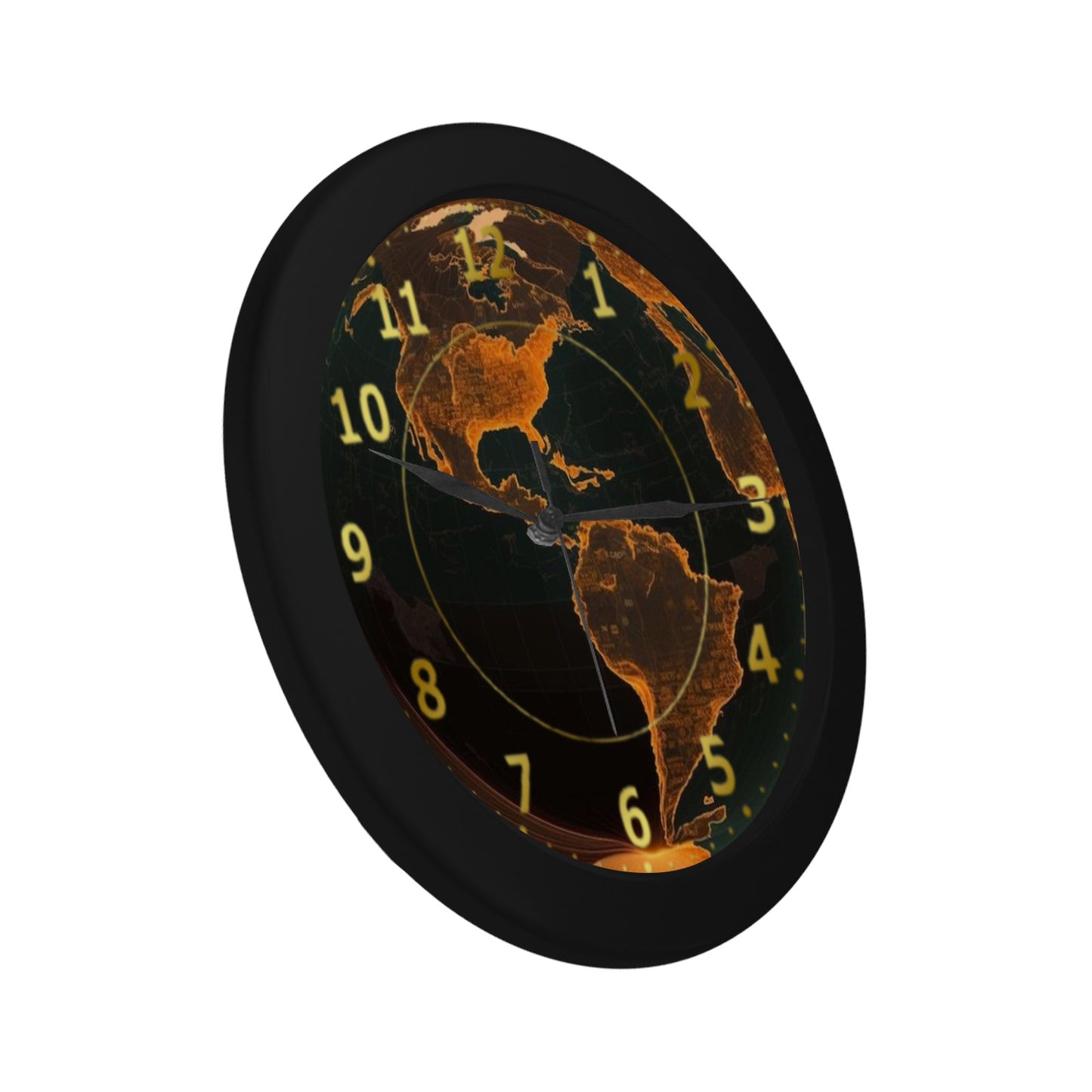 Men's Skeleton Globe Of Earth In Orange Outer Wall Clock Circular Plastic Wall clock