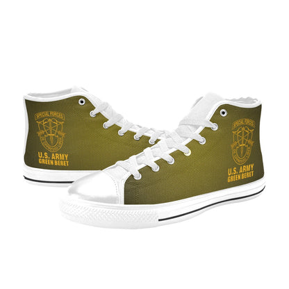 U.S. Army Green Beret Men’s Classic High-Top Canvas Shoes  Lace-Up Round Toe Metal Eyelets Comes With Name And Rank Name On The Outer Quarter...