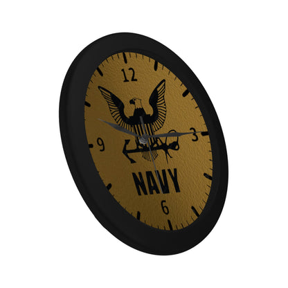 US Navy W Bronze Background Outer Wall Clock Circular Plastic Wall clock