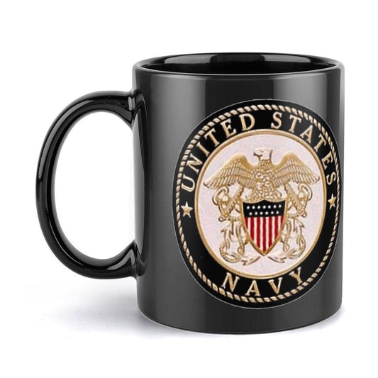 US Navy Emblem Ceramic Coffee Mug Comes With Buyer's Initial Or Rank & Name At No Additional Charge