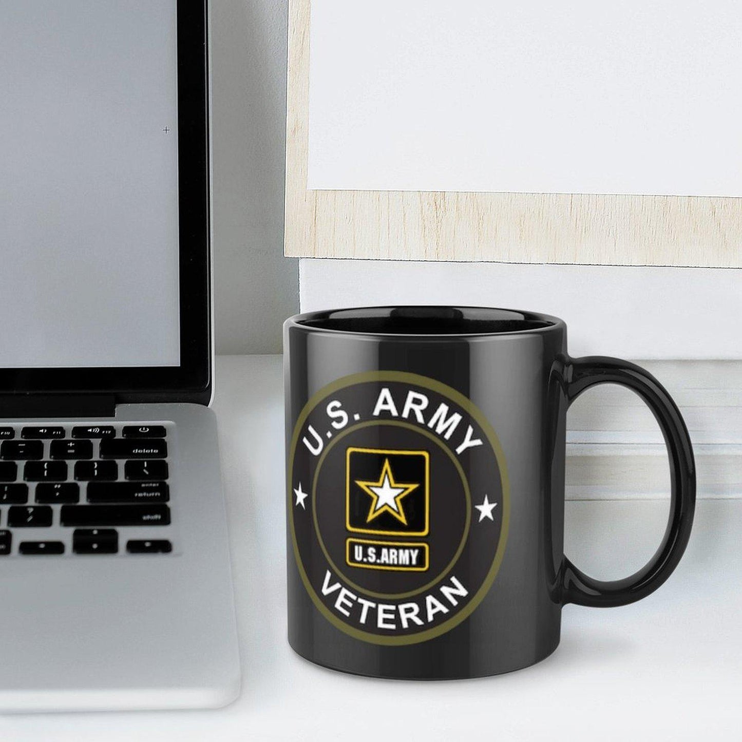 United States Army Veteran Black & Green Emblem Ceramic Coffee Mug (Comes With Your Initials or Rank And Name At No Additional Charge!)