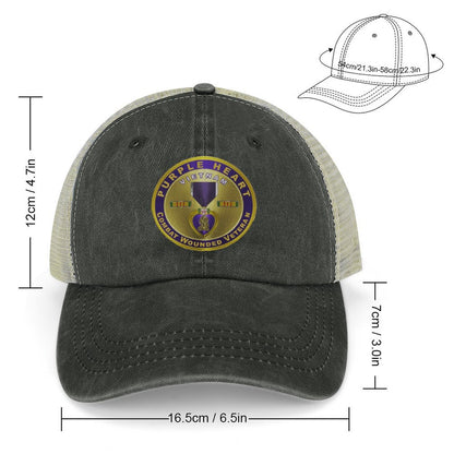 Vietnam Purple Heart Cowboy Insignia Hat Denim Trucker Hat