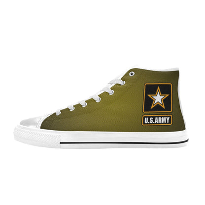 U.S. Army Green Men’s Classic High-Top Canvas Shoes  Lace-Up Round Toe Metal Eyelets Comes With Name And Rank Name On The Outer Quarter...