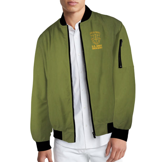 Men's U.S. Green Beret Arm Pocket Bomber Jacket By Madison Ave (Model H65)