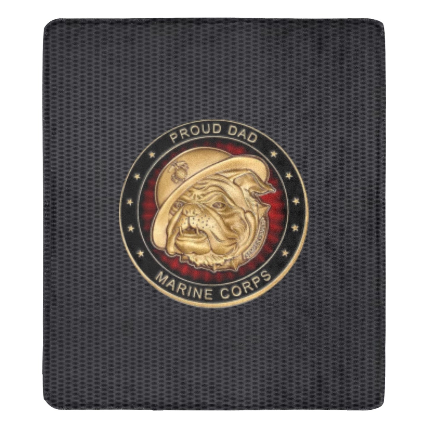 Large Black Microfiber Micro Fleece Flannel 70X80 Inch Soft Warm Monogram U.S. Marine Corps Proud Dad Insignia Black Blanket...