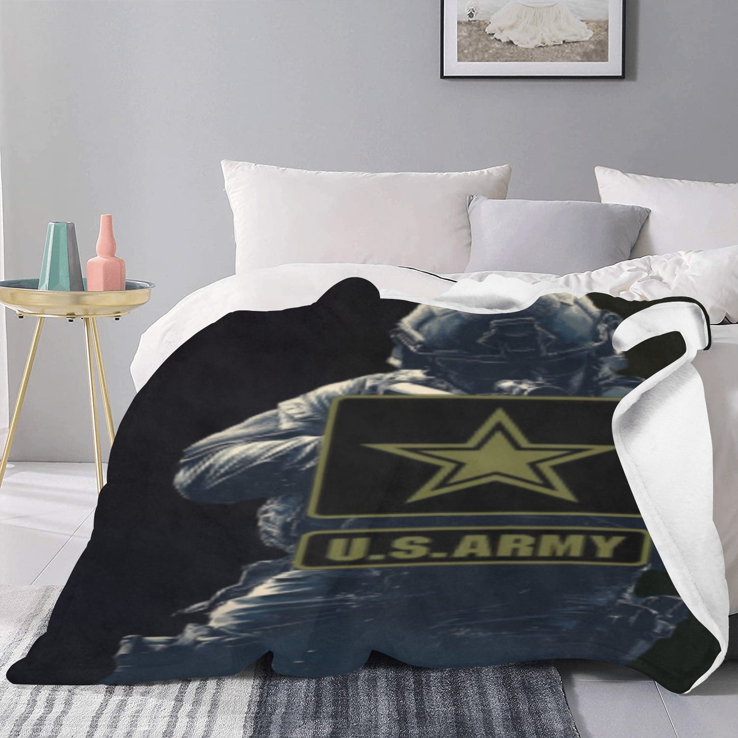 Large 70X80 Inch Microfleece Soft Warm US Army Soldier Insignia Monogram Blanket Ultra-Soft Micro Fleece Blanket 60"x80" (Thick) Name Rank Can Be Put On This Blanket...
