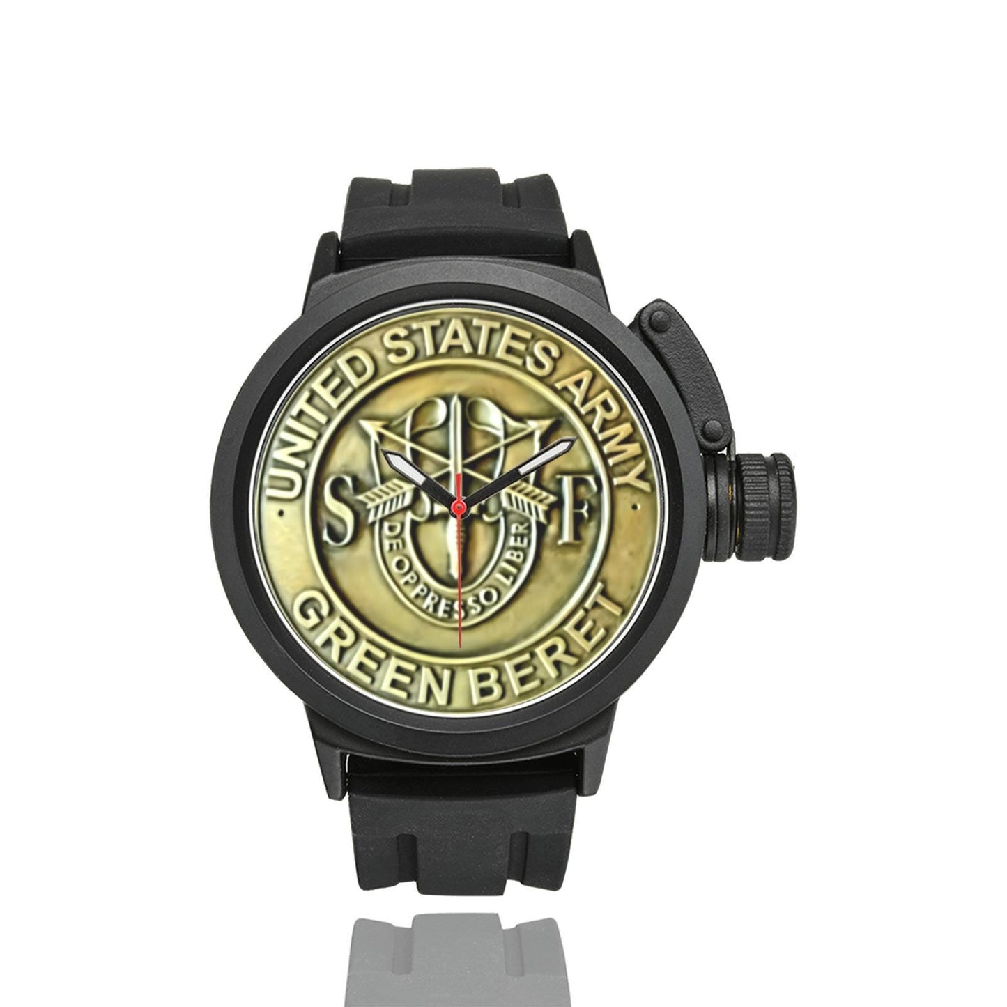Men's US Army Green Beret Insignia Miyota Quartz Movement Waterproof Monogram Large Sports Watch Come With Name Or Name And Rank On Dial...
