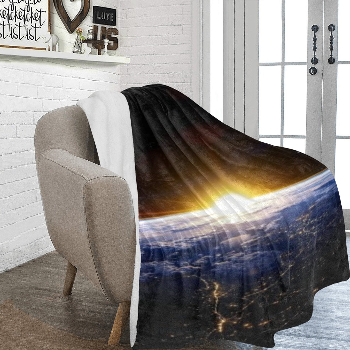 Large Black Microfiber Micro Fleece Flannel 70X80 Inch Soft Warm Monogram  Karman Line View Of The Earth Sunset From The Space  Black Blanket...