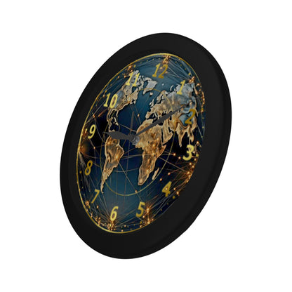 Men's 3D Skeleton Globe Of Earth In Blue & Gold Outer Wall Clock Circular Plastic Wall clock