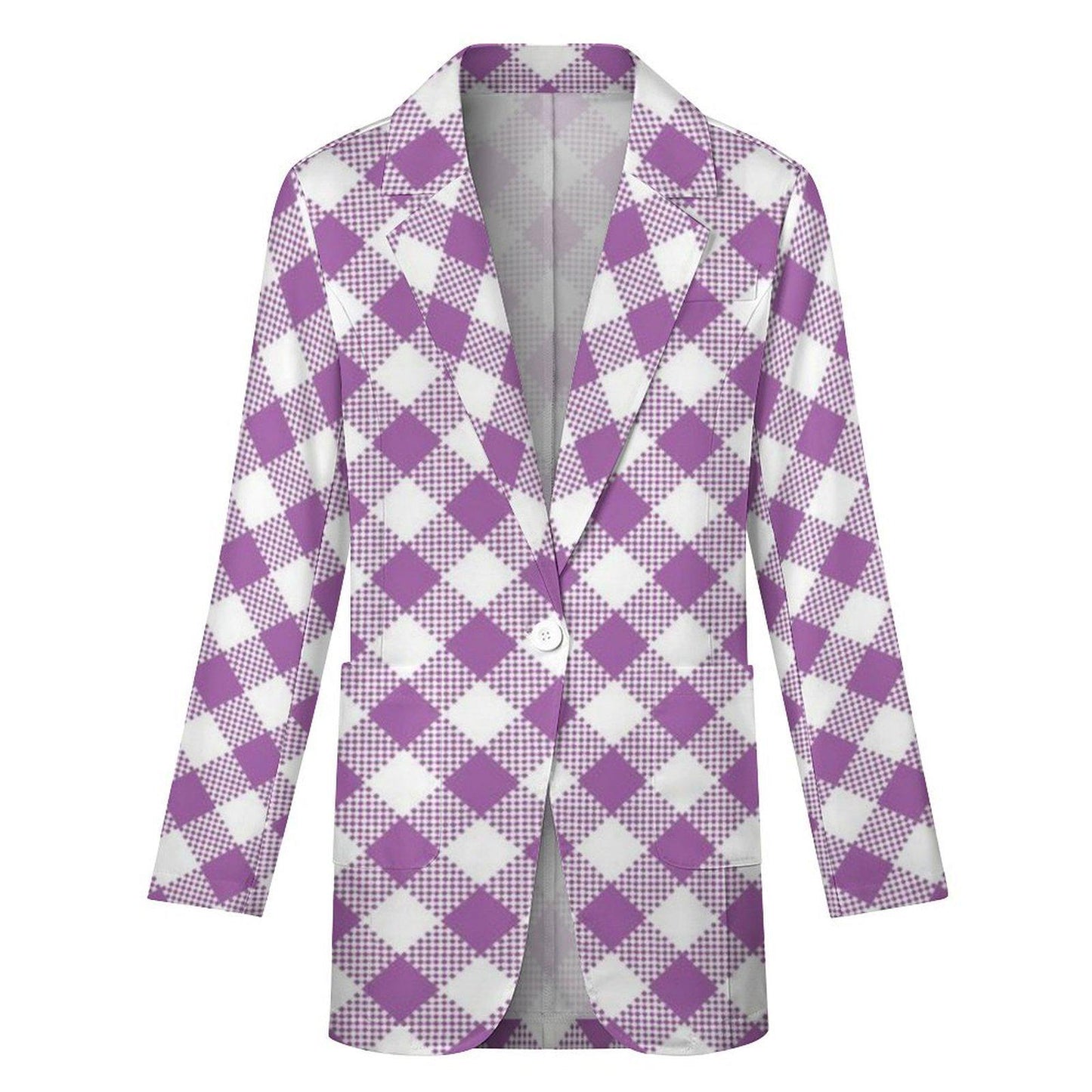 Women's Madison Ave Gorgeous White And Pink Checkered Print Blazer Jacket For Formal and Fun Summer Functions...