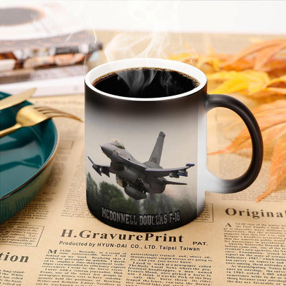 McDonnell Douglas F-16 Fighter Jet Heat Activated Coffee Mug