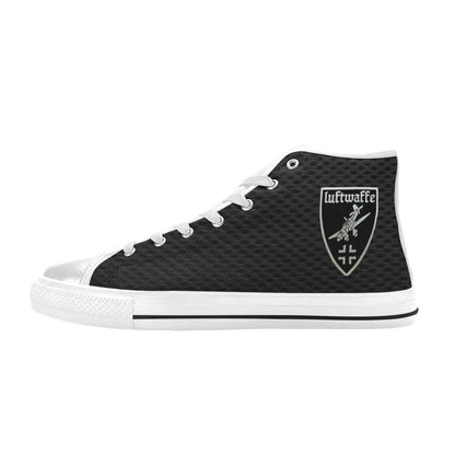 Luftwaffe Black Men’s Classic High-Top Canvas Shoes  Lace-Up Round Toe Metal Eyelets Comes With Name And Rank Name On The Outer Quarter...