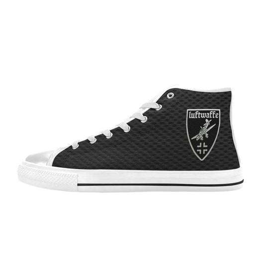 Luftwaffe Black Men’s Classic High-Top Canvas Shoes  Lace-Up Round Toe Metal Eyelets Comes With Name And Rank Name On The Outer Quarter...