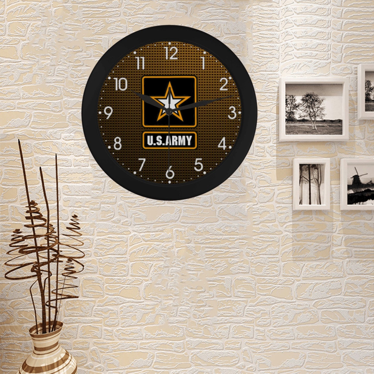 US Army Orange & Black Insignia With White Numerals Wall Clock Circular Plastic Wall clock