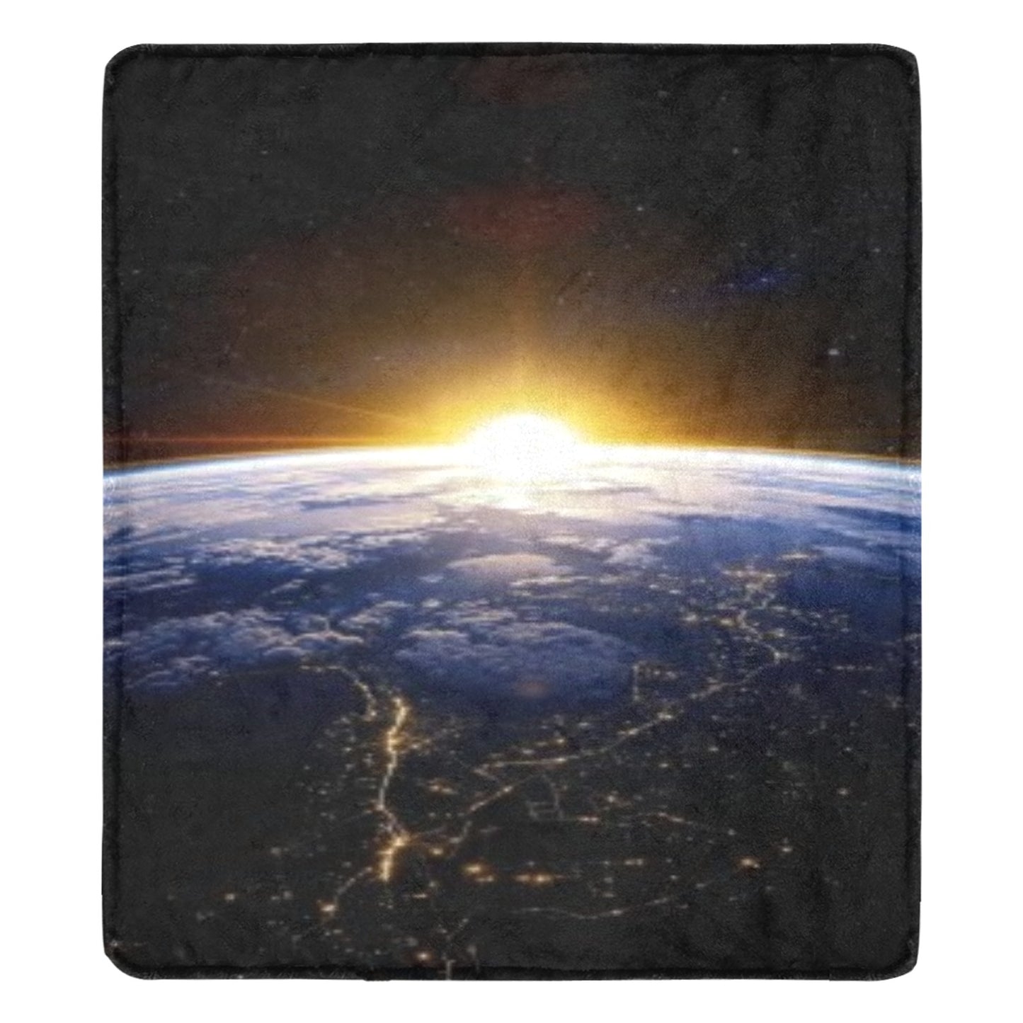 Large Black Microfiber Micro Fleece Flannel 70X80 Inch Soft Warm Monogram  Karman Line View Of The Earth Sunset From The Space  Black Blanket...