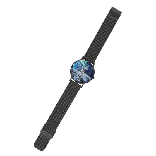 Men's Women's Karman Line View From The Moon To The Space Dial Waterproof Monogram Black Stainless Steel Dress Watch...