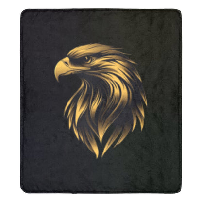Large Black Microfiber Micro Fleece Flannel 70X80 Inch Soft Warm Monogram Eagle Black Blanket...