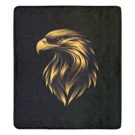 Large Black Microfiber Micro Fleece Flannel 70X80 Inch Soft Warm Monogram Eagle Black Blanket...